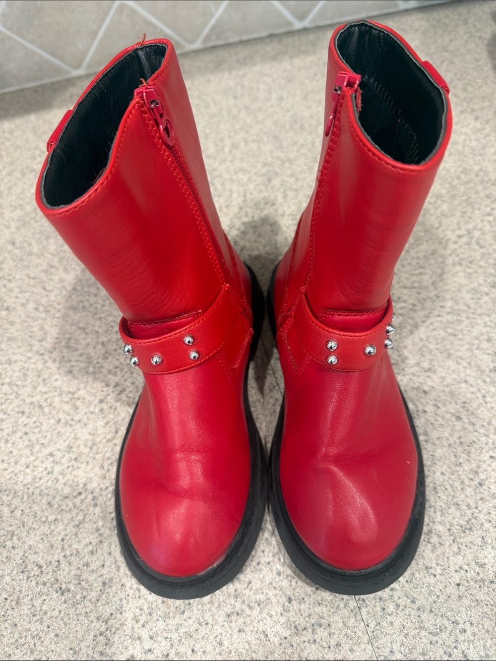 IRO Kids Red Studded Mid-Calf Boots